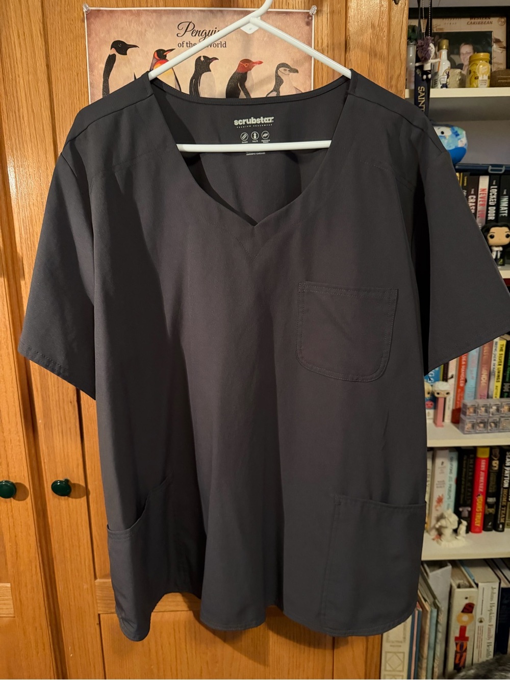 Scrubstar Dark Charcoal V-Neck Medical Scrub Top
